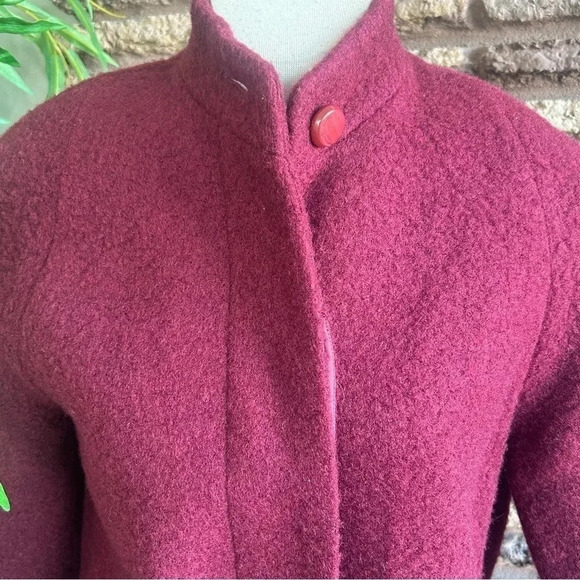 Essley Vintage 70s Japanese Cranberry Burgundy Wool Blend Jacket - Picture 2 of 7